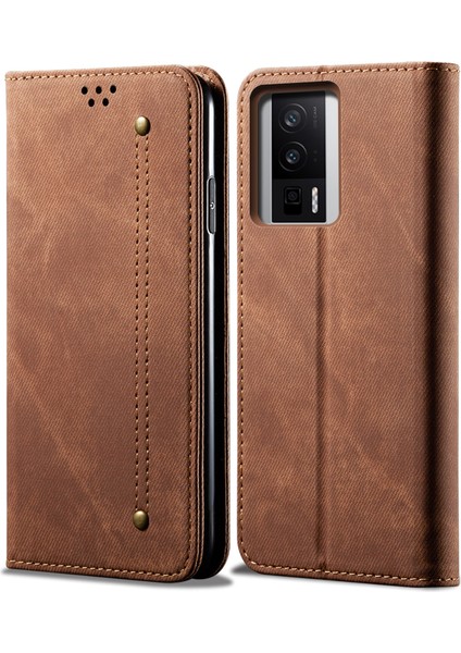 Xiaomi Poco F5 Pro 5g/redmi K60 Pro 5G/K60 5g Cüzdan Stand Kot Doku Pu Deri Manyetik Oto Absorbed Telefon Case-Coffee Için Cep Telefon Kapağı (Yurt Dışından)