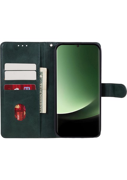 Xiaomi Için 13 Ultra Pu Deri Telefon Kılıfı Buzağı Doku Cüzdan Stand Koruyucu Kapak Midnight Green (Yurt Dışından) fırsatları
