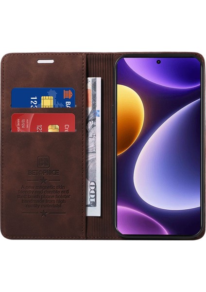 Xiaomi Için Rfıd Engelleme Kabuğu Redmi Not 12 Turbo/poco F5 5g Telefon Cüzdan Kılıf Deri Deri Stand Kapak Kahverengi (Yurt Dışından) fiyatları