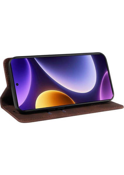 Xiaomi Için Rfıd Engelleme Kabuğu Redmi Not 12 Turbo/poco F5 5g Telefon Cüzdan Kılıf Deri Deri Stand Kapak Kahverengi (Yurt Dışından) modelleri