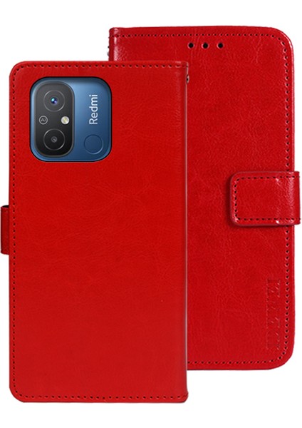 Xiaomi Redmi 12C 4g Için Flip Anti-Drop Telefon Kapağı, Çılgın At Dokusu Pu Deri Deri Flip Cüzdan Kılıfı Stand-Red ile (Yurt Dışından)