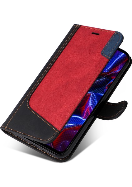 Xiaomi Için Redmi Note 12 5g (Global)/(Hindistan)/(Çin)/poco X5 5g Telefon Deri Kılıf Stand Stand Strap-Black (Yurt Dışından)