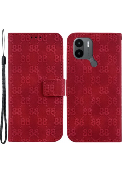 Xiaomi Redmi A1+ 4g/a2+ 4G/C50 4G/C51 4g, Çift 8 Şekilli Baskı Cüzdanı Kapak Kırmızısı (Yurt Dışından)