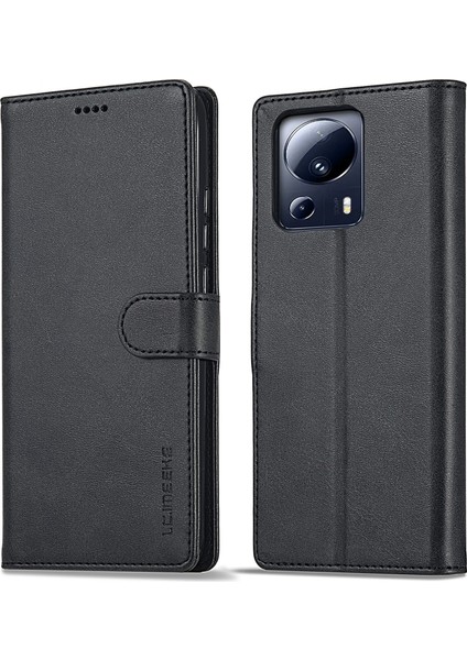 Xiaomi 13 Lite/civi 2 5g Stand Pu Deri Telefon Kılıf Cüzdan Buzağı Dokusu Telefon Kapak Black (Yurt Dışından)