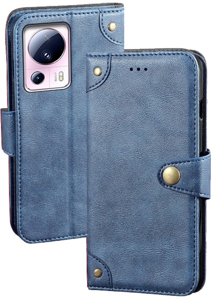 Xiaomi 13 Lite/civi 2 5g Telefon Kılıfı Flip Deri Cüzdan Cep Telefonu Stand Kapak-Blue (Yurt Dışından)