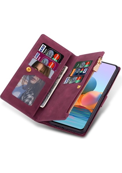 Xiaomi Poco X5 Pro 5g/redmi Için Note 12 Pro Hız 5g/not 12 Pro 5g Telefon Kılıfı Zipper Cep Pu Deri Kapak-Kırmızı (Yurt Dışından)