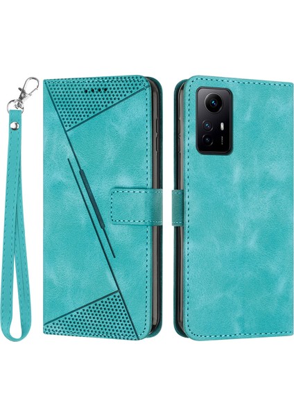 Üçgen Xiaomi Redmi Için Deri Kapağı Not 12S 4g Çizelge Anti-Çizelge Cüzdan Stand Telefon Kılıfı Strap-Green (Yurt Dışından)