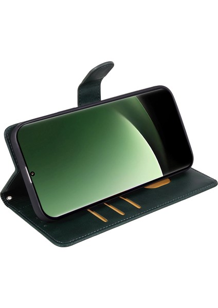 Xiaomi Için 13 Ultra Pu Deri Telefon Kılıfı Buzağı Doku Cüzdan Stand Koruyucu Kapak Midnight Green (Yurt Dışından) indirimleri