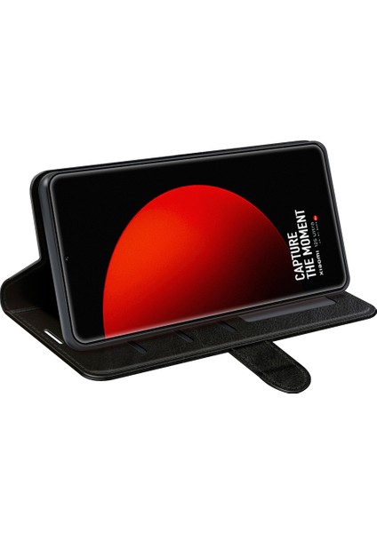 Xiaomi 12S Ultra 5g Için Çılgın At Doku Deri Kılıfı, Folio Flip Tam Koruma Cüzdan Stand Kapak Black (Yurt Dışından)