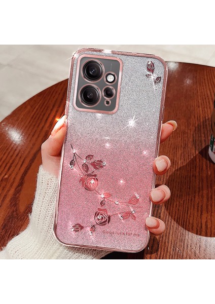 Xiaomi Için Redmi Note 12 4g Tpu Case Controısıss Gradient Gritient Glitter Rhinestone Telefon Kapak Golü Altın (Yurt Dışından)