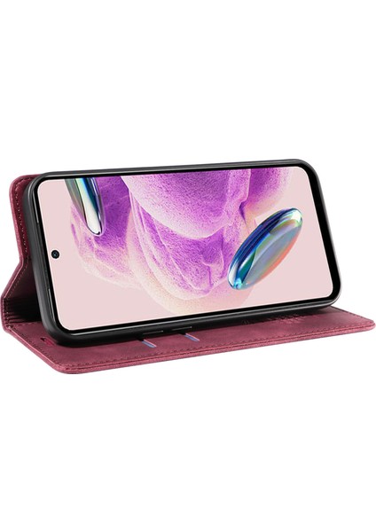 Xiaomi Redmi Için Stand Kapağı Not 12S 4g Rfıd Engelleme Telefon Cüzdan Deri Kılıf Kırmızısı (Yurt Dışından) modelleri