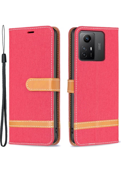 Xiaomi Için Redmi Note 12S 4g Stand Kılıfı Kot Cezası Ekleme Cüzdan Pu Deri+Tpu Telefon Kapak-Kırmızı (Yurt Dışından)
