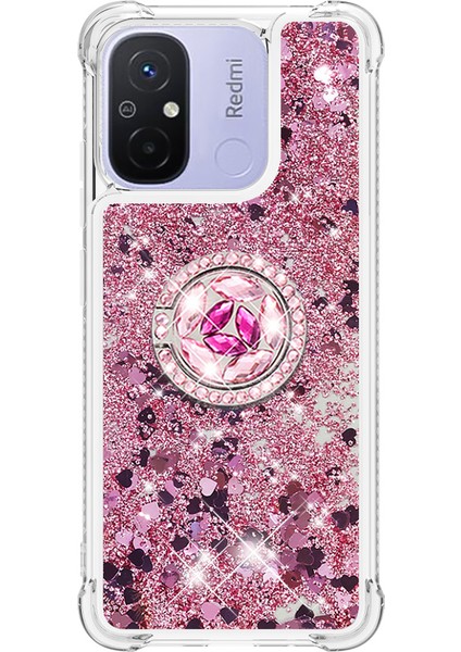 Xiaomi Redmi Için 12C 4G/11A 4g Glitter Case Ring Kickstand Sıvı Tpu Telefon Kapak Golü Altın/kalpler (Yurt Dışından) fiyatları