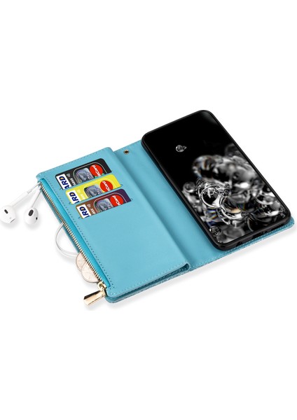Xiaomi Poco X5 Pro 5g/redmi Için Note 12 Pro Hız 5g/not 12 Pro 5g Telefon Kılıfı Zipper Cüzdan Pu Deri Kapak Mavisi (Yurt Dışından)