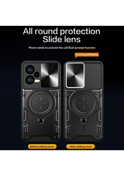 Xiaomi Redmi Için Note 12 5g (Hindistan)/(Global)/poco X5 5g Slayt Kamera Kapak Telefon Kapağı Pc+Tpu Kickstand Case-Spurple (Yurt Dışından) modelleri