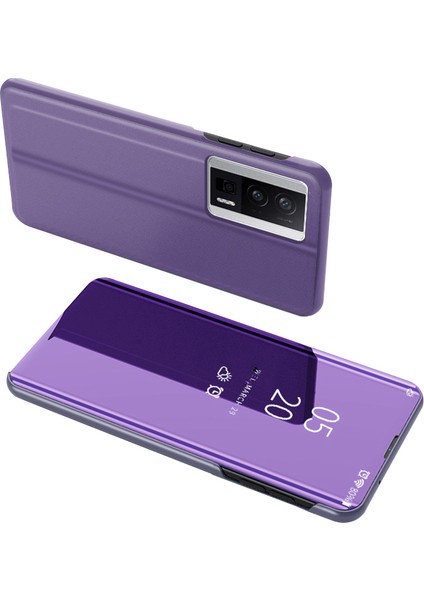 Xiaomi Için Ayna Yüzey Kılıfı Redmi K60 5G/K60 Pro 5g/poco F5 Pro 5g Görünüm Penceresi Elektrokaplatma Deri Telefon Kapak Morası/mavi (Yurt Dışından)