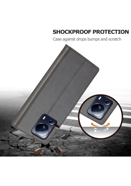 Xiaomi Için 13 Lite/civi 2 5g Stand Pu Deri Telefon Kılıf Cüzdan Dokusu Telefon Kapak-Grey (Yurt Dışından) indirimleri