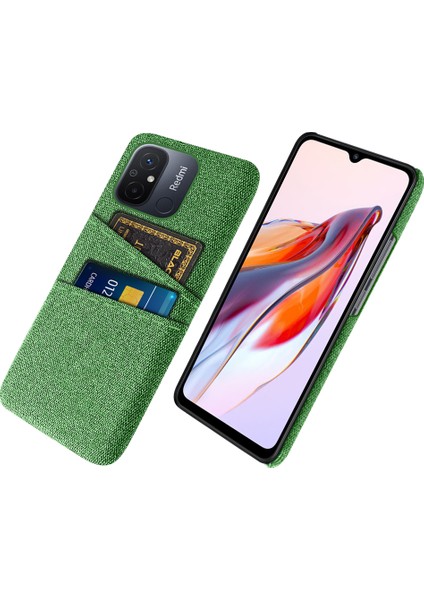 Çift Kart Yuvaları Xiaomi Redmi 12C 4g Için Kumaş Doku Telefon Kılıfı, Sert Pc Koruyucu Telefon Kapak Yeşili (Yurt Dışından)