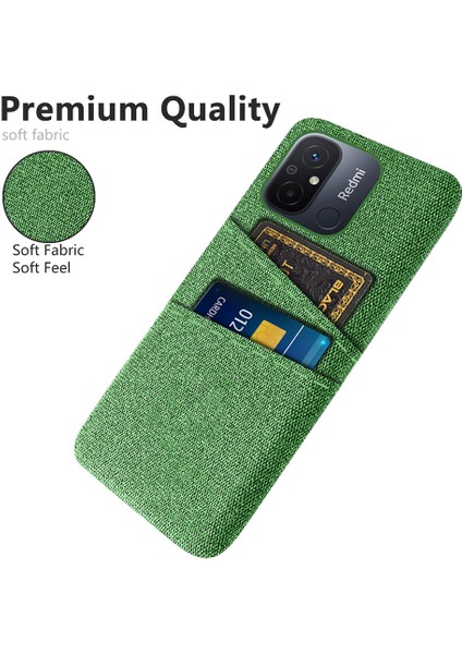 Çift Kart Yuvaları Xiaomi Redmi 12C 4g Için Kumaş Doku Telefon Kılıfı, Sert Pc Koruyucu Telefon Kapak Yeşili (Yurt Dışından) modelleri