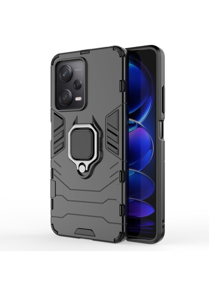 Xiaomi Redmi Için Note 12 Pro 5g/note 12 Pro Speed ​​5g/poco X5 Pro 5g Ring Kickstand Telefon Damla Geçirmez Kılıf Pc+Tpu Koruyucu Arka Kapak Black (Yurt Dışından)