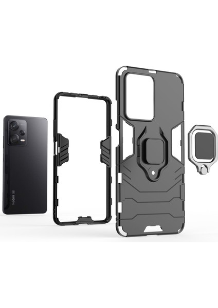 Xiaomi Redmi Için Note 12 Pro 5g/note 12 Pro Speed ​​5g/poco X5 Pro 5g Ring Kickstand Telefon Damla Geçirmez Kılıf Pc+Tpu Koruyucu Arka Kapak Black (Yurt Dışından) fırsatları