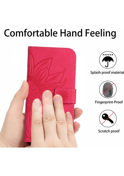 HT04 Cüzdan Flip Kapak Xiaomi Için Poco F5 Pro 5g/redmi K60 5G/K60 Pro 5g, Pu Deri Standı Ayçiçeği Deseni Omuz Askısı Rose ile Baskılı Telefon Kasası (Yurt Dışından)