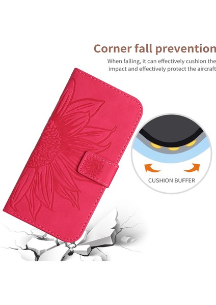 HT04 Cüzdan Flip Kapak Xiaomi Için Poco F5 Pro 5g/redmi K60 5G/K60 Pro 5g, Pu Deri Standı Ayçiçeği Deseni Omuz Askısı Rose ile Baskılı Telefon Kasası (Yurt Dışından)