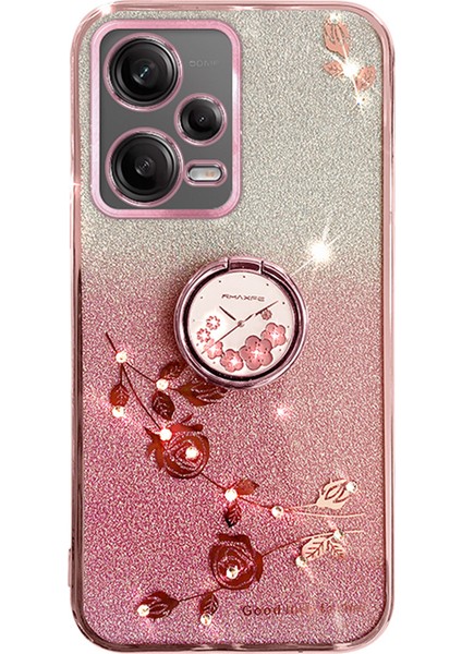 Xiaomi Redmi Için Tpu Kılıfı Not 12 Pro 5g/12 Pro+ 5g Elektrapılaşma Gritter Gradient Rhinestone Kickstand Telefon Kapak Golü Altın (Yurt Dışından)