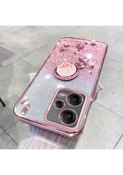 Xiaomi Redmi Için Tpu Kılıfı Not 12 Pro 5g/12 Pro+ 5g Elektrapılaşma Gritter Gradient Rhinestone Kickstand Telefon Kapak Golü Altın (Yurt Dışından) modelleri