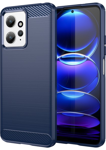 Xiaomi Redmi Için Not 12 4g Tpu Telefon Kapağı Fırçalanmış Karbon Fiber Doku Damla Koruma Telefon Kılıf Mavisi (Yurt Dışından)
