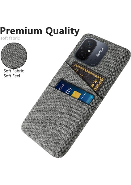 Çift Kart Yuvaları Bez Doku Telefon Kılıfı Xiaomi Redmi 12C 4g, Sert Pc Koruyucu Telefon Kapak-Grey (Yurt Dışından) fiyatları
