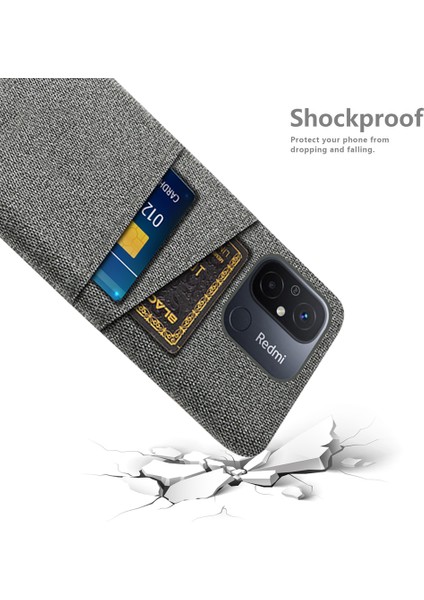 Çift Kart Yuvaları Bez Doku Telefon Kılıfı Xiaomi Redmi 12C 4g, Sert Pc Koruyucu Telefon Kapak-Grey (Yurt Dışından) fırsatları