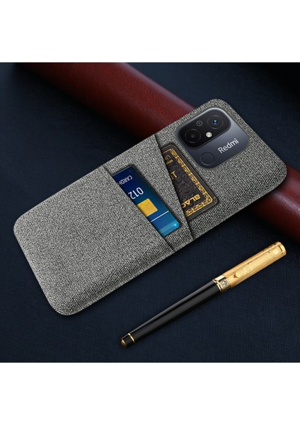 Çift Kart Yuvaları Bez Doku Telefon Kılıfı Xiaomi Redmi 12C 4g, Sert Pc Koruyucu Telefon Kapak-Grey (Yurt Dışından) indirimleri