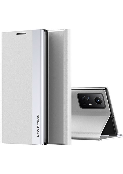 Xiaomi Için Redmi Note 12S 4g Elektraplatma Pu Deri+Pc Kapak Anti Drop Standı Telefon Kılıfı-Beyaz (Yurt Dışından)