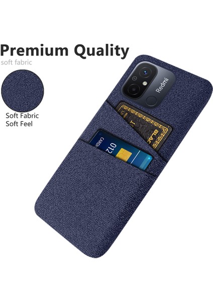 Çift Kart Yuvaları Bez Doku Telefon Kılıfı Xiaomi Redmi 12C 4g, Sert Pc Koruyucu Telefon Kapak Mavisi (Yurt Dışından) fiyatları