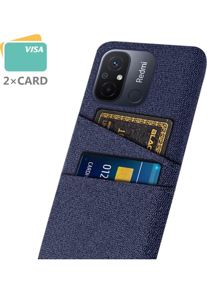 Çift Kart Yuvaları Bez Doku Telefon Kılıfı Xiaomi Redmi 12C 4g, Sert Pc Koruyucu Telefon Kapak Mavisi (Yurt Dışından) modelleri