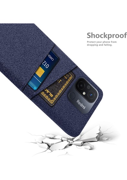 Çift Kart Yuvaları Bez Doku Telefon Kılıfı Xiaomi Redmi 12C 4g, Sert Pc Koruyucu Telefon Kapak Mavisi (Yurt Dışından) fırsatları