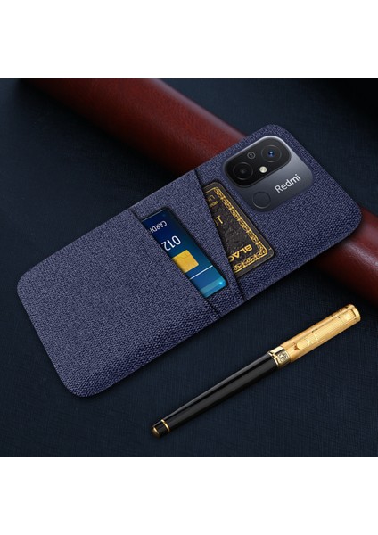 Çift Kart Yuvaları Bez Doku Telefon Kılıfı Xiaomi Redmi 12C 4g, Sert Pc Koruyucu Telefon Kapak Mavisi (Yurt Dışından) indirimleri