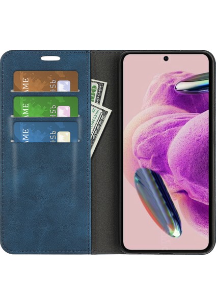 Xiaomi Redmi Için Stand Kapağı Not 12S 4g, Cilt Touch Flip Case Pu Deri Cüzdan Akıllı Telefon Kabuk Mavisi (Yurt Dışından)