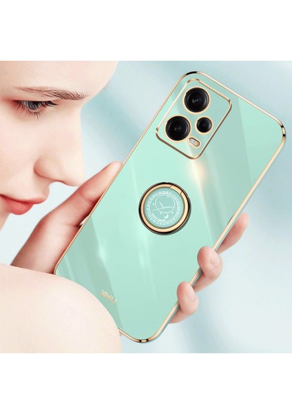 Xiaomi Redmi Için Xinli Note 12 Pro 5g Yüzük Tutucu Kickstand Tpu Telefon Kapak Kılıfı Elektraplatma Edge-Cen (Yurt Dışından)