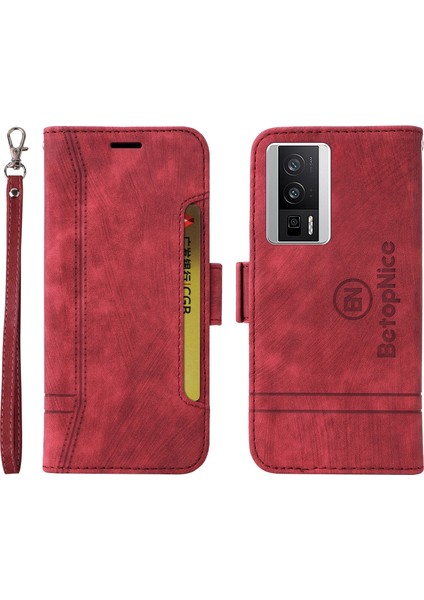Xiaomi Redmi K60 5G/K60 Pro 5g/poco F5 Pro 5g Pu Deri Telefon Kapağı Şok Geçirmez Kasa-Kırmızı (Yurt Dışından)