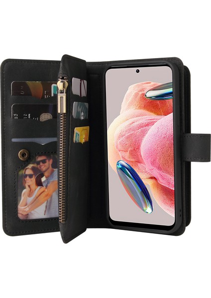 Xiaomi Için Redmi Note 12 4g Çoklu Kart Yuvaları Telefon Kapağı Deri Cüzdan Fermuar Cep Kapağı Black (Yurt Dışından) fırsatları
