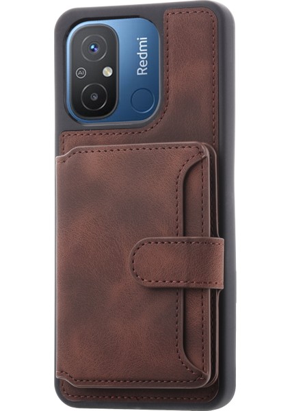 Xiaomi Redmi 12C 4g Deri Kaplamalı Tpu Kickstand Telefon Kasası Rfıd Engelleme Cüzdan Anti-Drop Kapak Kavurası (Yurt Dışından) fiyatları