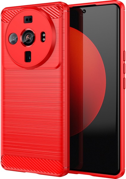 Xiaomi 12S Ultra 5g Için Fırçalı Ince Telefon Kılıfı, Karbon Fiber Doku Tpu Kapak Kayak Denemiyor Cep Telefonu Kabuk-Kırmızı (Yurt Dışından)