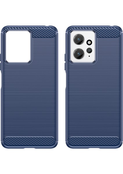 Xiaomi Redmi Için Not 12 4g Tpu Telefon Kapağı Fırçalanmış Karbon Fiber Doku Damla Koruma Telefon Kılıf Mavisi (Yurt Dışından)