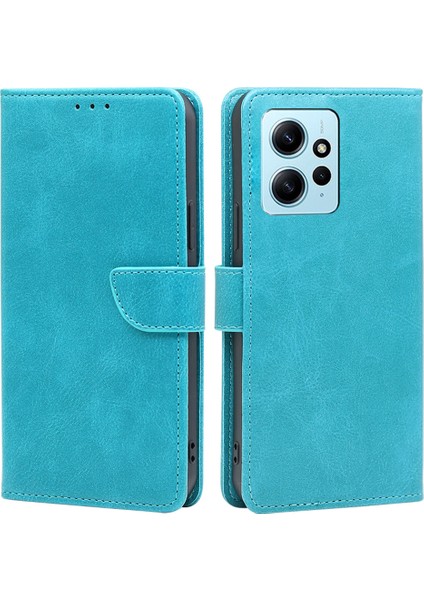 Xiaomi Için Redmi Not 12 4g Cüzdan Telefon Kılıfı Pu Deri Buzağı Doku Stand Kapak Baby Mavi (Yurt Dışından)