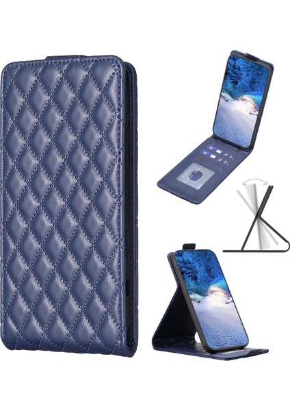 Xiaomi Redmi Için BF30 Not 12 4g Baskılı Kart Tutucu Pu Deri Telefon Kılıfı Dikey Flip Stand Cover-Cover-Blue (Yurt Dışından)