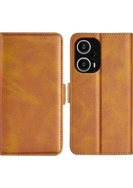 Xiaomi Için Redmi Note 12 Turbo/poco F5 5g Cüzdan Flip Telefon Kapağı Buzağı Dokusu Pu Deri Stand Folio Case-Sarı (Yurt Dışından)
