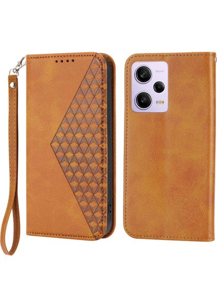 Xiaomi Redmi Için Note 12 Pro 5g /note 12 Pro Speed ​​5g /poco X5 Pro 5g Baskılı Rhombus Desen Stand Buzağı Doku Kapak (Yurt Dışından)