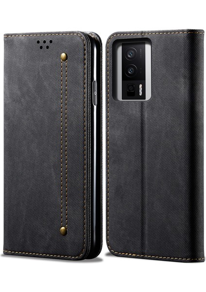 Xiaomi Poco F5 Pro 5g/redmi K60 Pro 5G/K60 5g Cüzdan Stand Kot Doku Pu Deri Manyetik Oto Absorbed Telefon Kılıfı Black Için Cep Telefon Kapağı (Yurt Dışından)